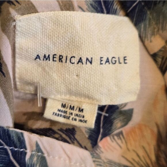 American Eagle Outfitters Women's Floral Ttropical Tie-Front Top - Pink and Blue - Picture 6 of 7